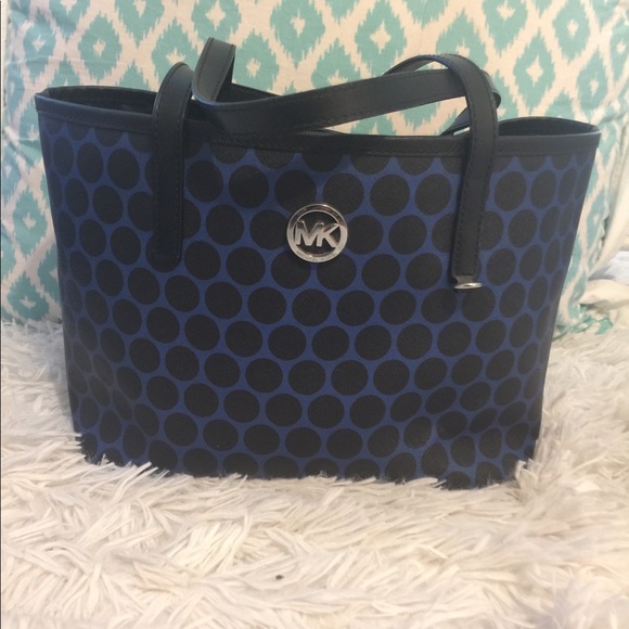 Michael Kors Handbags - Michael Kors Black Blue Polka Dot